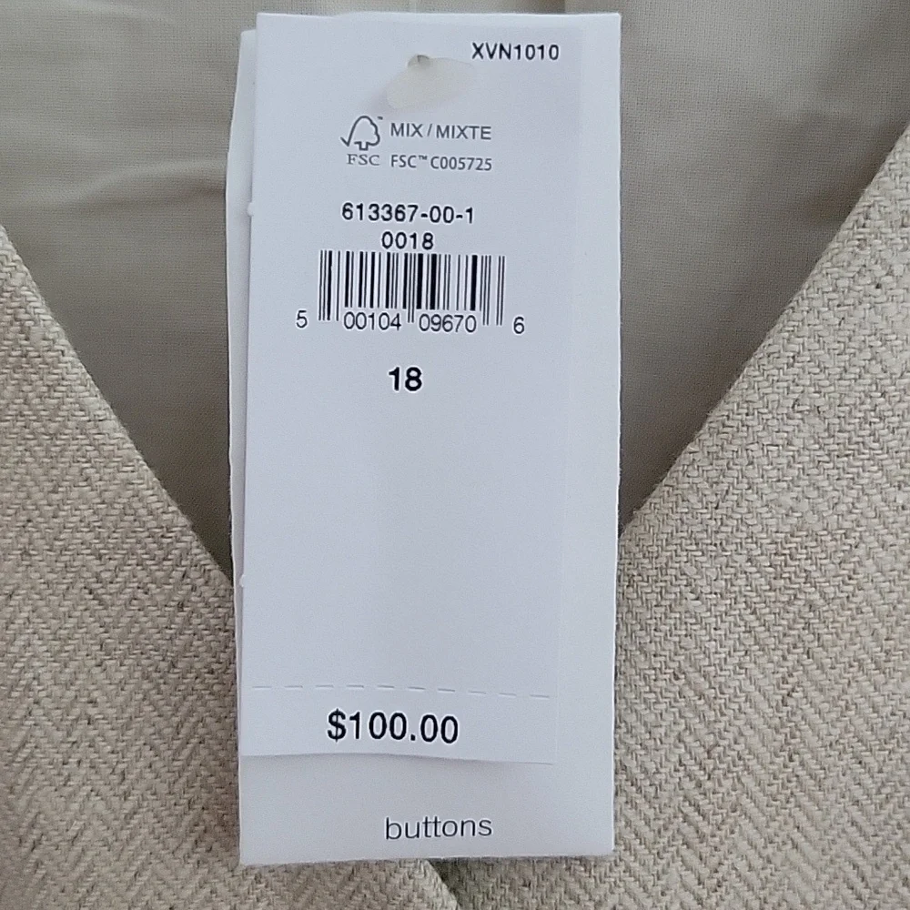 Banana Republic Vest, Size 18, Light Taupe/Pebble, NWT - Picture 4 of 10